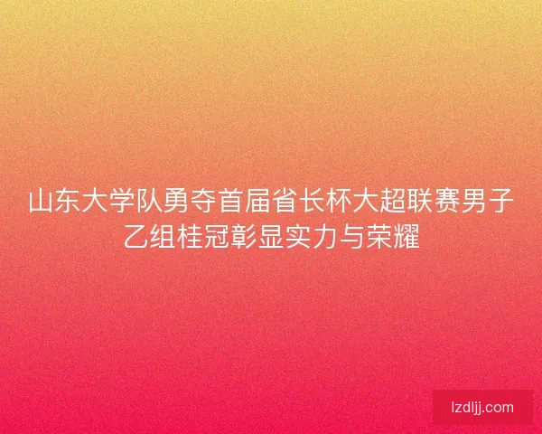 山东大学队勇夺首届省长杯大超联赛男子乙组桂冠彰显实力与荣耀