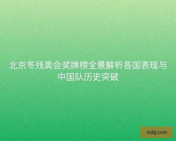 北京冬残奥会奖牌榜全景解析各国表现与中国队历史突破