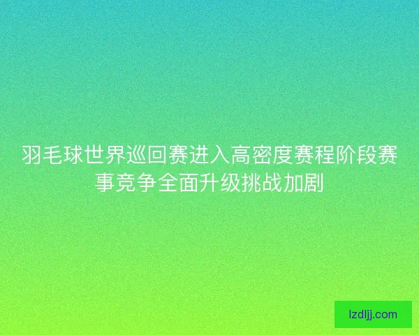 羽毛球世界巡回赛进入高密度赛程阶段赛事竞争全面升级挑战加剧